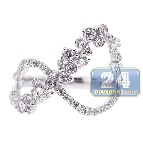 18K White Gold 1.00 ct Diamond Womens Openwork Flower Ring