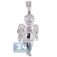 10K White Gold 1.30 ct Diamond Praying Angel Mens Pendant