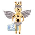 14K Yellow Gold 2.40 ct Diamond Crowned Angel Mens Pendant