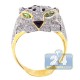 14K Yellow Gold 1.93 ct Diamond Tiger Face Mens Ring