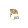 14K Yellow Gold 2.92 ct Diamond Panther Cat Head Womens Ring
