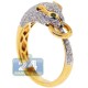 14K Yellow Gold 0.78 ct Diamond Womens Panther Cat Ring