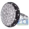 14K White Gold 6.89 ct Black Diamond Womens Dome Ring