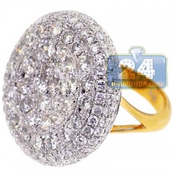 14K Yellow Gold 7.11 ct Diamond Womens Dome Ring