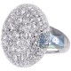 14K White Gold 7.04 ct Diamond Womens Round Dome Ring