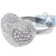 14K White Gold 2.34 ct Diamond Womens Double Heart Ring