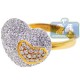 14K Yellow Gold 2.33 ct Diamond Womens Double Heart Ring