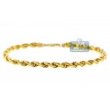 10K Yellow Gold Hollow Rope Mens Bracelet 4 mm 8 Inches
