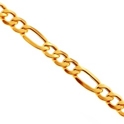 10K Yellow Gold Hollow Figaro Link Mens Chain 4 mm