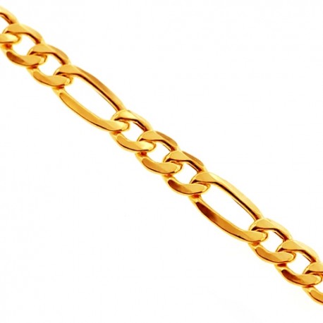 Real 10K Yellow Gold Hollow Figaro Link Mens Chain 7 mm