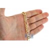Real 10K Yellow Gold Hollow Figaro Link Mens Chain 7 mm