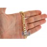 Real 10K Yellow Gold Hollow Figaro Link Mens Chain 8 mm