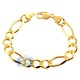10K Yellow Gold Figaro Link Mens Bracelet 12 mm 9 Inches