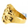 10K Yellow Gold Diamond Cut Mens Nugget Ring