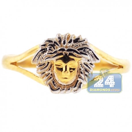 10K Yellow Gold Medusa Head Womens Ring