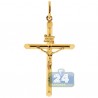 Mens 10K Yellow Gold Jesus Christ Crucifix Cross Large Pendant