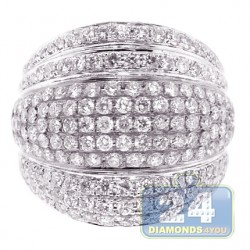 14K White Gold 2.64 ct Diamond Womens Wide Band Ring