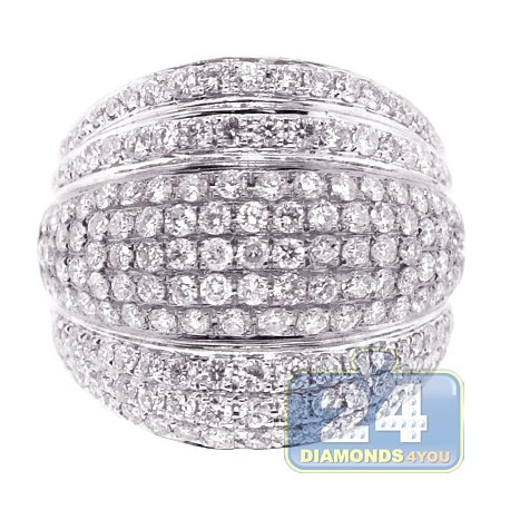 14K White Gold 2.64 ct Diamond Womens Wide Band Ring