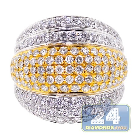 14K Two Tone Gold 2.63 ct Diamond Womens Wide Ring