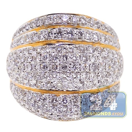 14K Yellow Gold 2.55 ct Diamond Womens Wide Band Ring