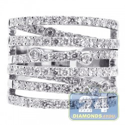 14K White Gold 2.02 ct Diamond Womens Highway Band Ring