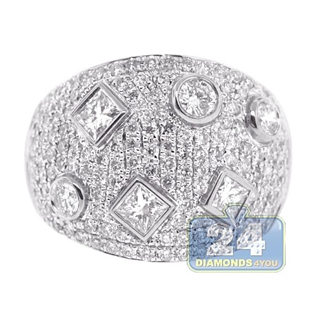 14K White Gold 2.23 ct Diamond Womens Geometry Band Ring
