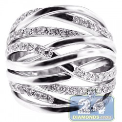 14K White Gold 1.13 ct Diamond Womens Highway Ring