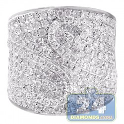 14K White Gold 2.65 ct Diamond Womens Wide Band Ring