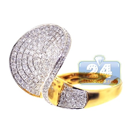 14K Yellow Gold 2.35 ct Diamond Womens Sleek Horseshoe Ring