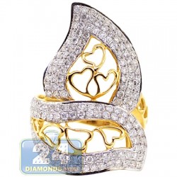 14K Yellow Gold 1.88 ct Diamond Womens Openwork Love Ring