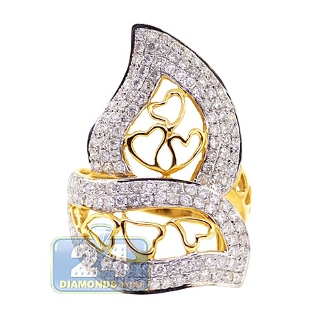 14K Yellow Gold 1.88 ct Diamond Womens Openwork Love Ring