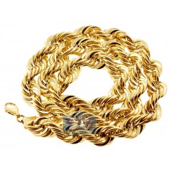 10K Yellow Gold Hollow Rope Mens Chain 16 mm 30 Inches 100 Grams