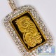 Suisse 24K Bar 14K Yellow Gold 2.71 ct Diamond Frame Pendant