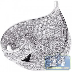 14K White Gold 3.64 ct Diamond Womens Leaf Ring