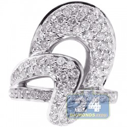 Womens Diamond Loop Fancy Ring 14K White Gold 1.72 ct
