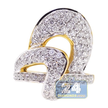 14K Yellow Gold 1.70 ct Diamond Womens Loop Ring