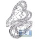 14K White Gold 2.04 ct Diamond Womens Hearts Bypass Ring