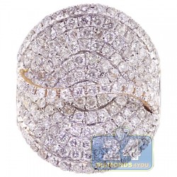 14K Yellow Gold 3.75 ct Diamond Womens Wide Wave Ring