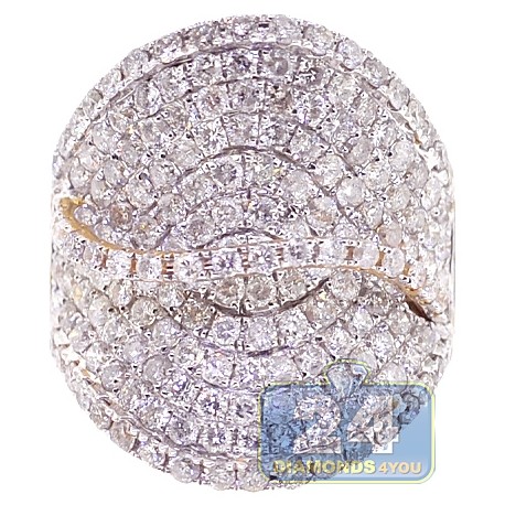 14K Yellow Gold 3.75 ct Diamond Womens Wide Wave Ring