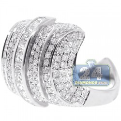 14K White Gold 3.03 ct Diamond Womens Fancy Signet Ring