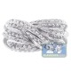 14K White Gold 1.01 ct Diamond Womens Wave Band Ring