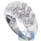 14K White Gold 1.22 ct Diamond Womens Floral Band Ring
