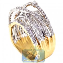 14K Yellow Gold 1.24 ct Diamond Womens Highway Ring