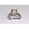 14K Two Tone Gold 1.85 ct Blue Topaz Diamond Halo Engagement Ring