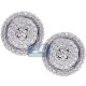 14K White Gold 1.23 ct Diamond Round Mens Button Cuff Links