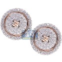 14K Rose Gold 1.24 ct Diamond Mens Round Button Cuff Links