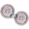 14K Rose Gold 1.24 ct Diamond Mens Round Button Cuff Links