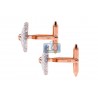 14K Rose Gold 1.24 ct Diamond Mens Round Button Cuff Links