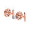 14K Rose Gold 1.24 ct Diamond Mens Round Button Cuff Links