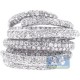 14K White Gold 3.22 ct Diamond Womens Wide Highway Ring